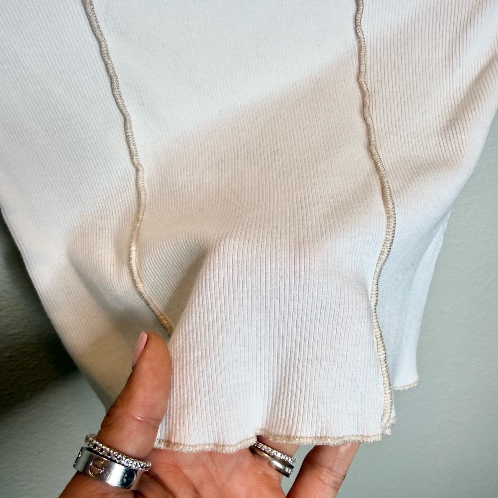 Reformation Cream Short Sleeve Knit Top - Picture 7 of 9